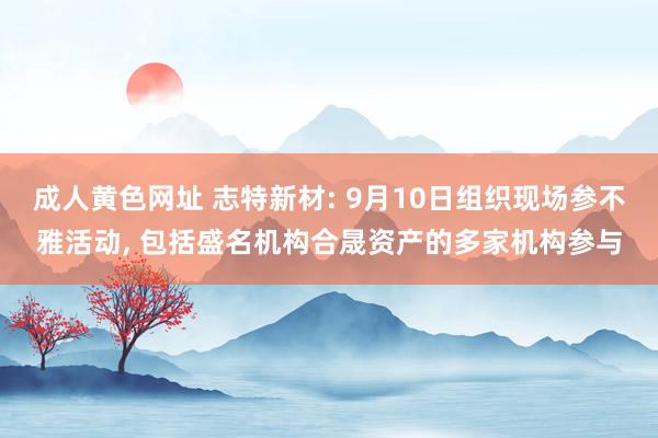 成人黄色网址 志特新材: 9月10日组织现场参不雅活动， 包括盛名机构合晟资产的多家机构参与