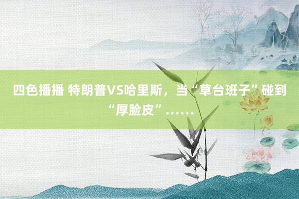 四色播播 特朗普VS哈里斯，当“草台班子”碰到“厚脸皮”……