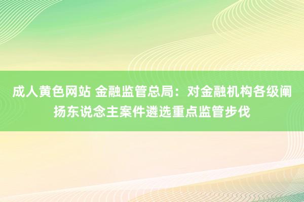 成人黄色网站 金融监管总局：对金融机构各级阐扬东说念主案件遴选重点监管步伐