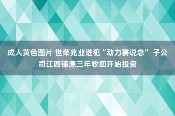 成人黄色图片 世荣兆业进犯“动力赛说念” 子公司江西锋源三年收回开始投资