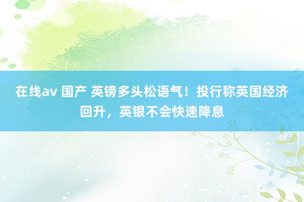 在线av 国产 英镑多头松语气！投行称英国经济回升，英银不会快速降息