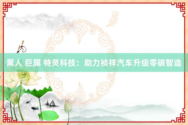 黑人 巨屌 特灵科技：助力祯祥汽车升级零碳智造