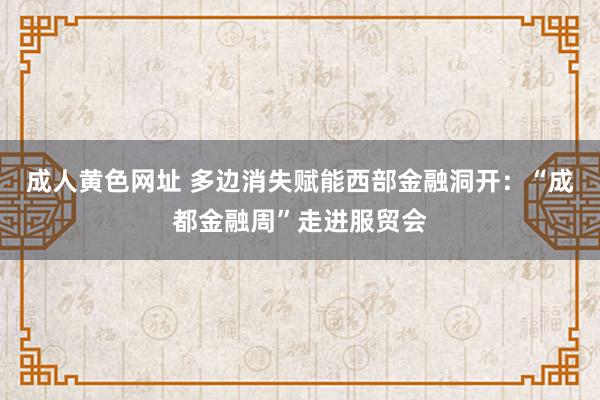 成人黄色网址 多边消失赋能西部金融洞开：“成都金融周”走进服贸会