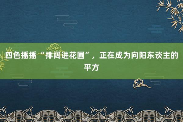 四色播播 “排闼进花圃”，正在成为向阳东谈主的平方