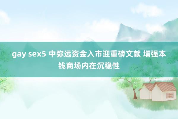 gay sex5 中弥远资金入市迎重磅文献 增强本钱商场内在沉稳性