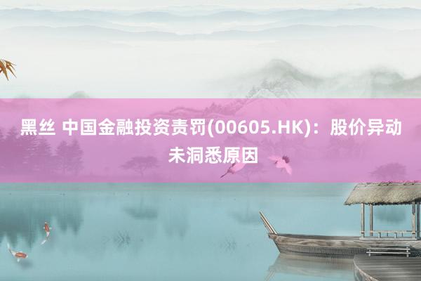 黑丝 中国金融投资责罚(00605.HK)：股价异动 未洞悉原因