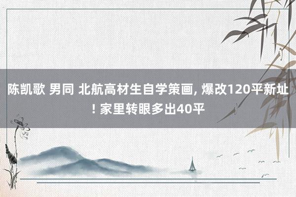 陈凯歌 男同 北航高材生自学策画， 爆改120平新址! 家里转眼多出40平