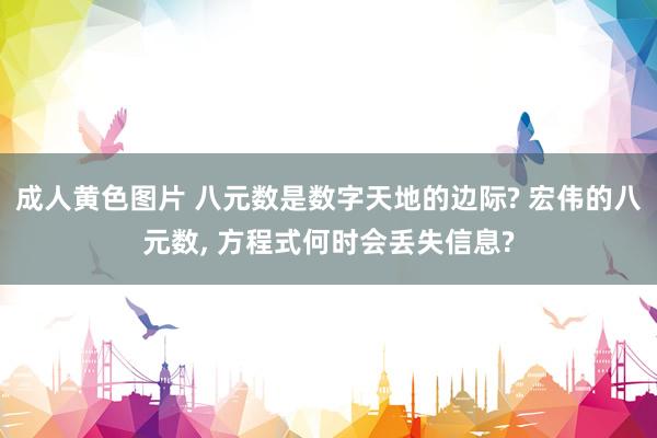 成人黄色图片 八元数是数字天地的边际? 宏伟的八元数， 方程式何时会丢失信息?