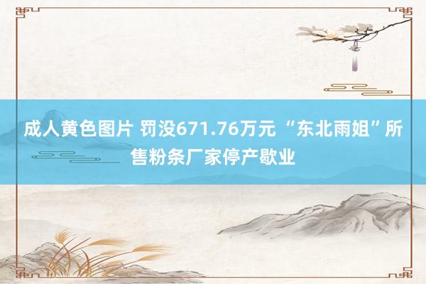 成人黄色图片 罚没671.76万元 “东北雨姐”所售粉条厂家停产歇业