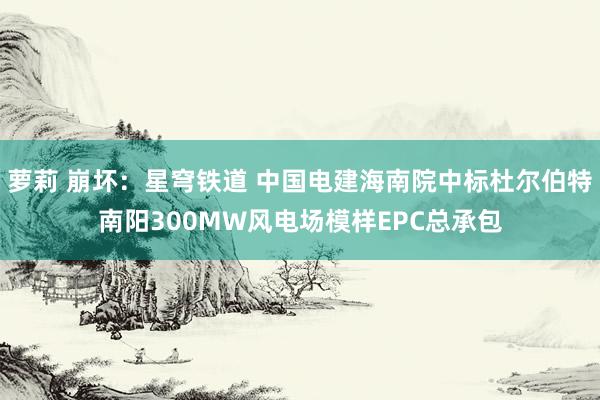 萝莉 崩坏：星穹铁道 中国电建海南院中标杜尔伯特南阳300MW风电场模样EPC总承包