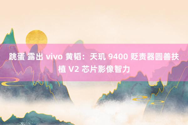 跳蛋 露出 vivo 黄韬：天玑 9400 贬责器圆善扶植 V2 芯片影像智力