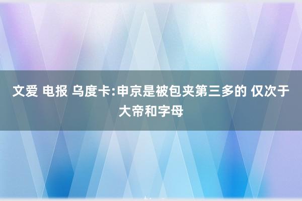 文爱 电报 乌度卡:申京是被包夹第三多的 仅次于大帝和字母