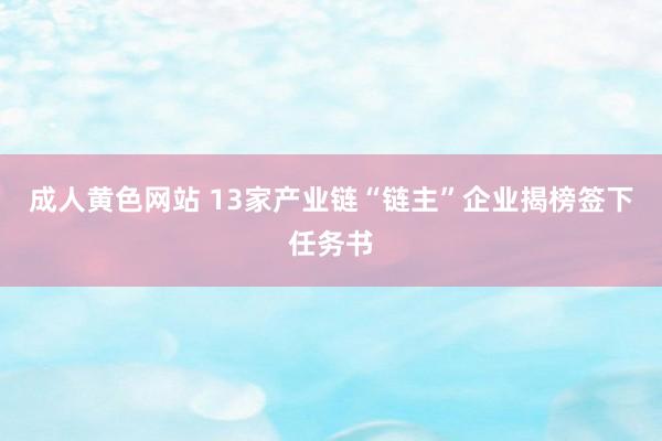 成人黄色网站 13家产业链“链主”企业揭榜签下任务书