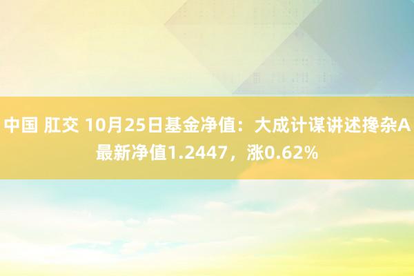 中国 肛交 10月25日基金净值：大成计谋讲述搀杂A最新净值1.2447，涨0.62%