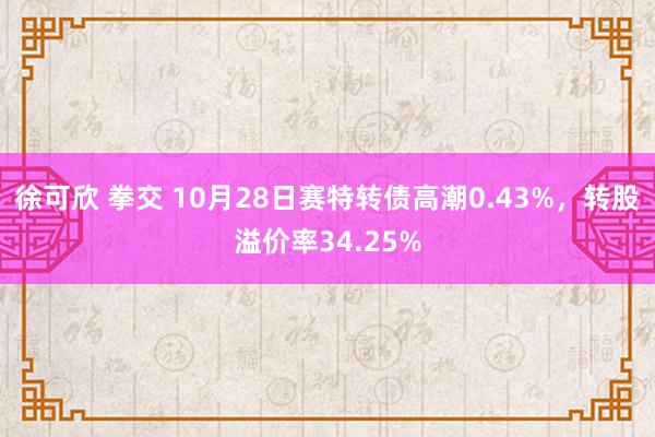 徐可欣 拳交 10月28日赛特转债高潮0.43%，转股溢价率34.25%