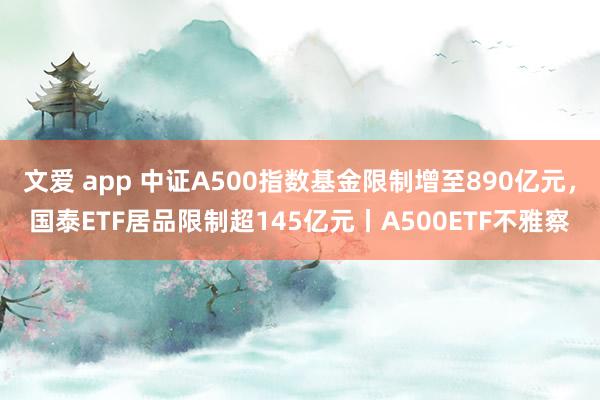 文爱 app 中证A500指数基金限制增至890亿元，国泰ETF居品限制超145亿元丨A500ETF不雅察