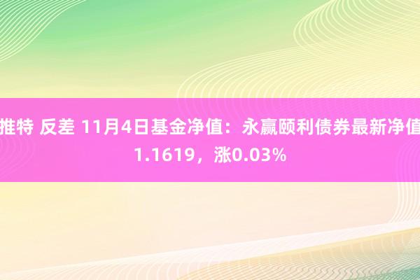 推特 反差 11月4日基金净值：永赢颐利债券最新净值1.1619，涨0.03%