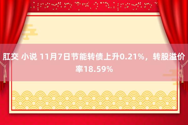 肛交 小说 11月7日节能转债上升0.21%，转股溢价率18.59%