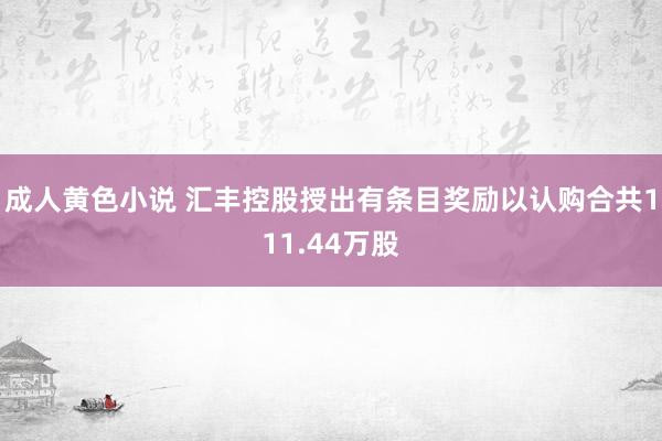 成人黄色小说 汇丰控股授出有条目奖励以认购合共111.44万股