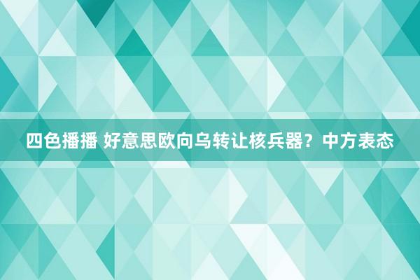 四色播播 好意思欧向乌转让核兵器？中方表态