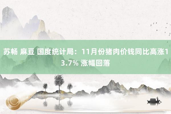 苏畅 麻豆 国度统计局：11月份猪肉价钱同比高涨13.7% 涨幅回落