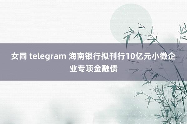 女同 telegram 海南银行拟刊行10亿元小微企业专项金融债