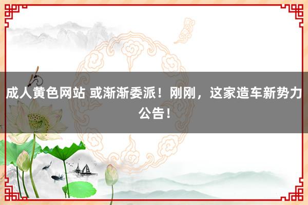 成人黄色网站 或渐渐委派！刚刚，这家造车新势力公告！