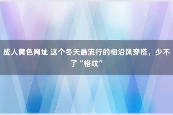 成人黄色网址 这个冬天最流行的相沿风穿搭，少不了“格纹”