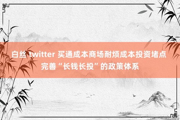 白丝 twitter 买通成本商场耐烦成本投资堵点 完善“长钱长投”的政策体系