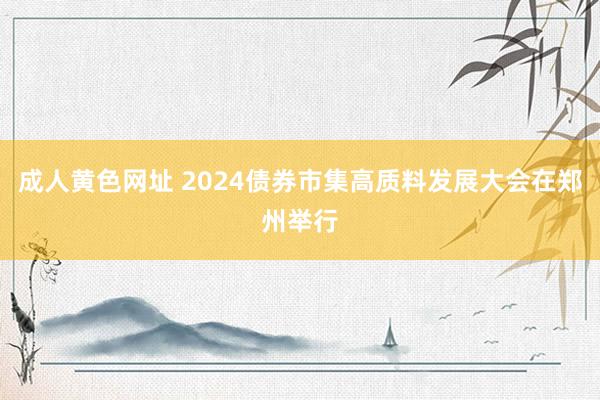 成人黄色网址 2024债券市集高质料发展大会在郑州举行