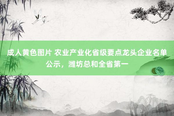 成人黄色图片 农业产业化省级要点龙头企业名单公示，潍坊总和全省第一