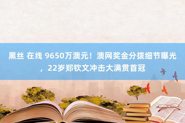 黑丝 在线 9650万澳元！澳网奖金分拨细节曝光，22岁郑钦文冲击大满贯首冠