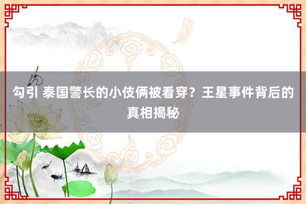 勾引 泰国警长的小伎俩被看穿？王星事件背后的真相揭秘