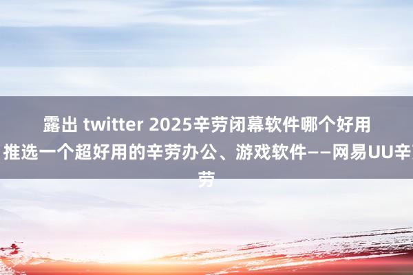 露出 twitter 2025辛劳闭幕软件哪个好用？推选一个超好用的辛劳办公、游戏软件——网易UU辛劳